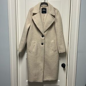 Zara cream Boucle Wool Blend Coat XS